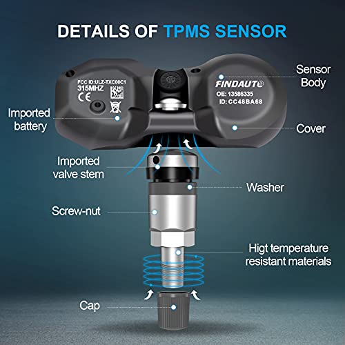 FINDAUTO Repuesto para sensor de neumáticos de 315 MHz, sist