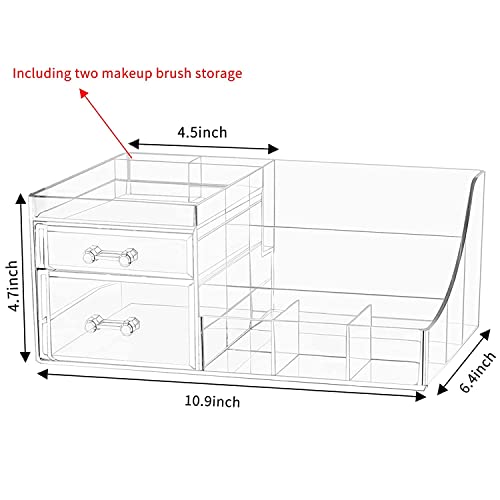 SuoXing Organizador de maquillaje acrílico con 2 cajones, or