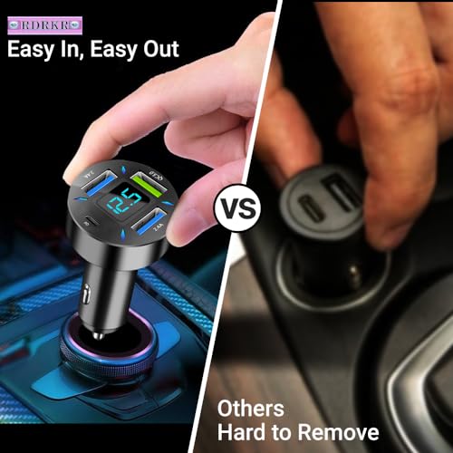 Cargador de coche USB C RDRKR 66 W, cargador USB de 4 puerto