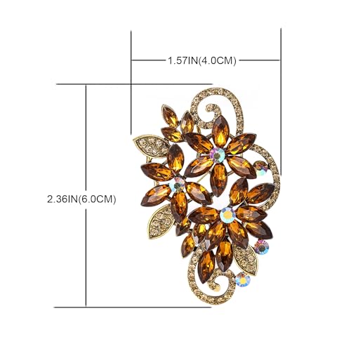YOQUCOL Broche de cristal austriaco rojo vintage con forma d