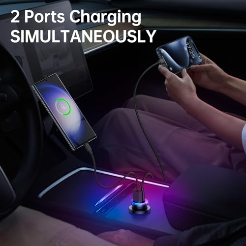 SYNCWIRE Cargador de coche USB C de 90 W [PD 45 W y QC 45 W]