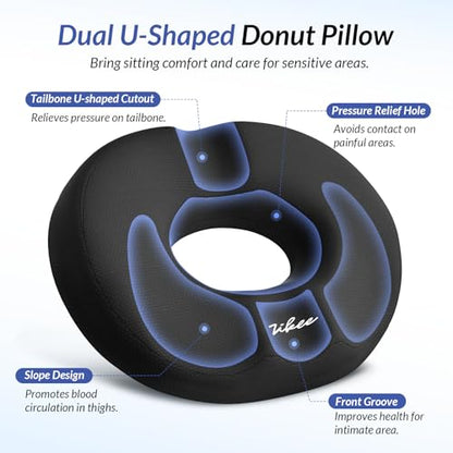 ZIKEE Almohada de dona doble en forma de U para dolor de cox