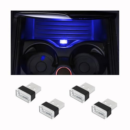 4 lámparas LED USB de ambiente para interior del automóvil,