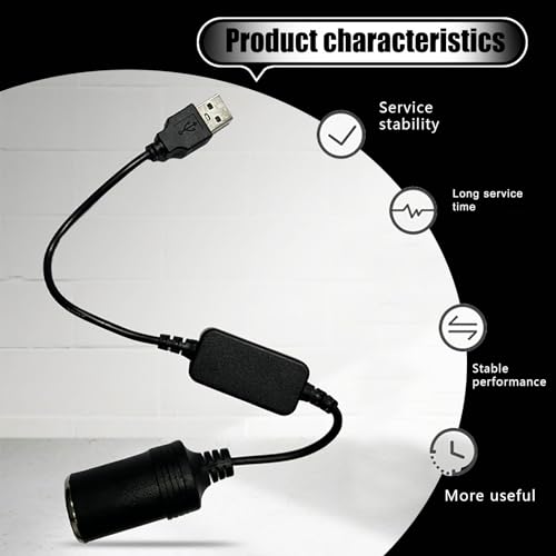 1 cable USB para automóvil, adaptador convertidor hembra de