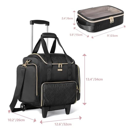 Estuche de maquillaje con ruedas con 4 bolsas extraíbles, es