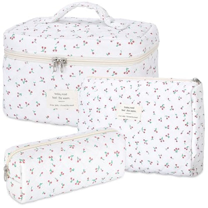 senbowe Bolsa de maquillaje floral, paquete de 3 bolsas de m