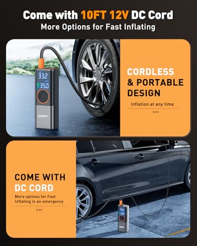 FAHREN Inflador de neumáticos portátil para automóvil, compr