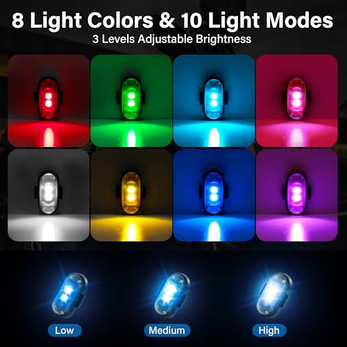 Luces LED inalámbricas para automóvil, 4 unidades, con contr
