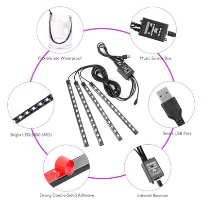 Tira de luces LED para automóvil, 4 unidades de 48 luces LED