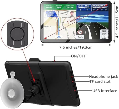 Navegador GPS para automóvil, último mapa 2025 de 7 pulgadas