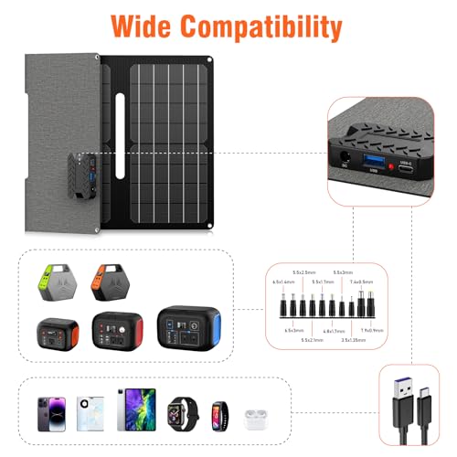 Cargador de panel solar portátil de 30 W, panel monocristali