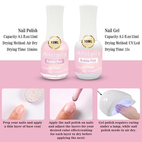 Allstarry Esmalte de uñas de gel de baño de burbujas, esmalt