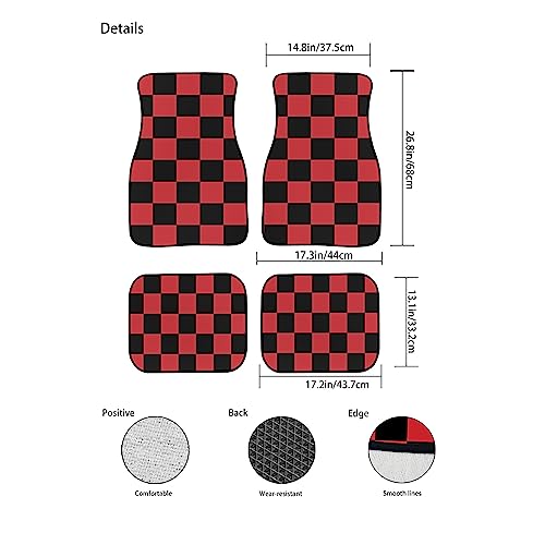 Juego de 4 alfombrillas a cuadros para automóvil, patrón geo