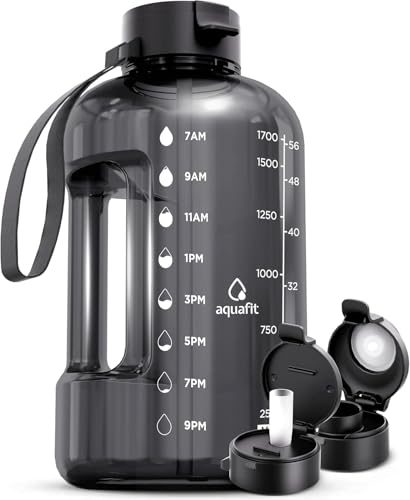 AQUAFIT - Botella de agua de 1/2 galón con pajilla, botella