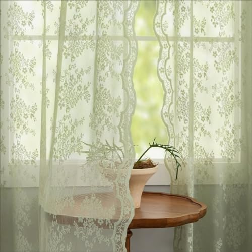 YJ YANJUN Cortinas traslúcidas color verde salvia de 72 pulgadas de la
