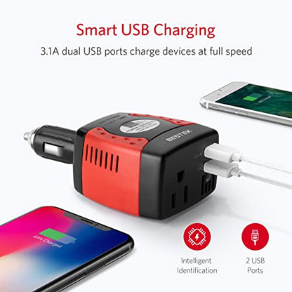 BESTEK Inversor de corriente de 150 W, convertidor de voltaj