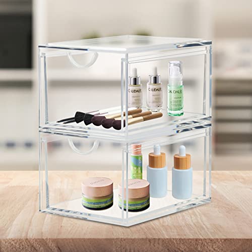 Paquete de 2 cajones organizadores de cosméticos apilables,