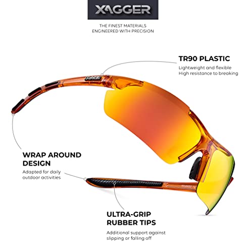 Xagger Gafas de sol deportivas polarizadas envolventes para