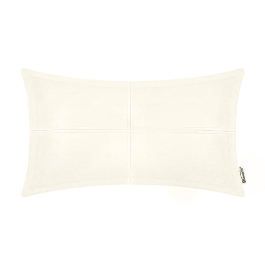 BRAWARM Funda de almohada de piel sintética color crema de 1