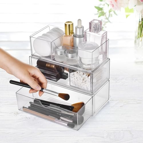 Qtip - Estuche organizador de maquillaje de acrílico de 3 ca