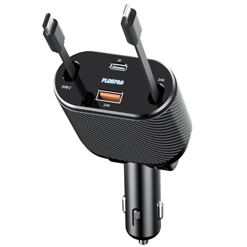 PLDHPRO Cargador de coche retráctil 4 en 1 62 W adaptador de