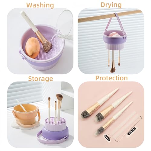 Cuenco limpiador de brochas de maquillaje de silicona 3 en 1