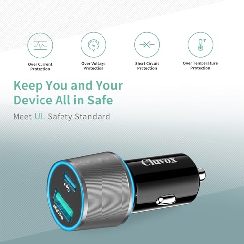 Paquete de 2 cargadores de coche USB C de 38 W de carga rápi