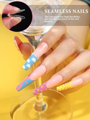 EBANKU Ataúd - Moldes de uñas dobles para gel de extensión d