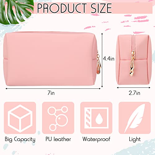 Jexine Bolsa de maquillaje pequeña de piel con cremallera, b