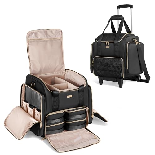 Estuche de maquillaje con ruedas con 4 bolsas extraíbles, es