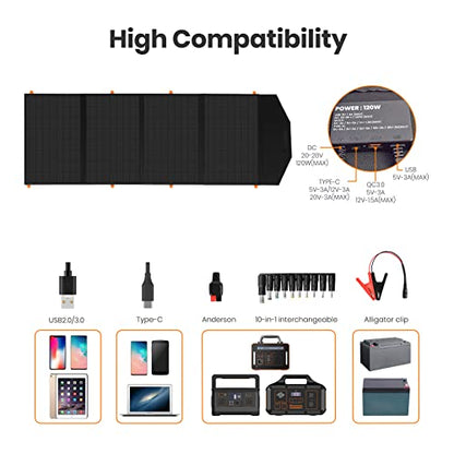 FlexSolar Paneles solares plegables de 120 W, cargadores de