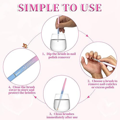 2 pinceles de limpieza de uñas, pinceles de arte de uñas con