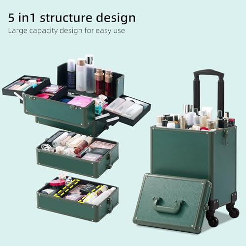 Estuche de tren de maquillaje, estuche de maquillaje rodante