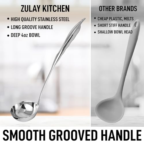 Zulay Kitchen Cucharón de sopa de acero inoxidable de 13 pul
