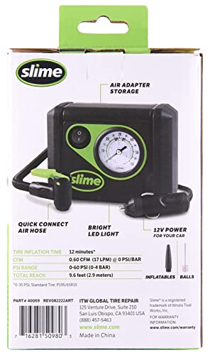 Slime 40059 Inflador de neumáticos, Junior, Compacto, Potent