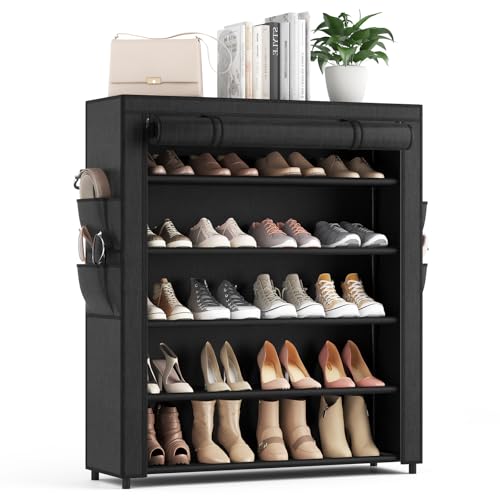 Zapatero con tapa, organizador de zapatos de 5 niveles para