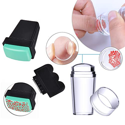 Biutee Kit de placa de estampado de uñas, 2 sellos de uñas,