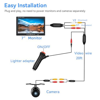Cámara de respaldo con monitor de 7 pulgadas Fácil instalaci