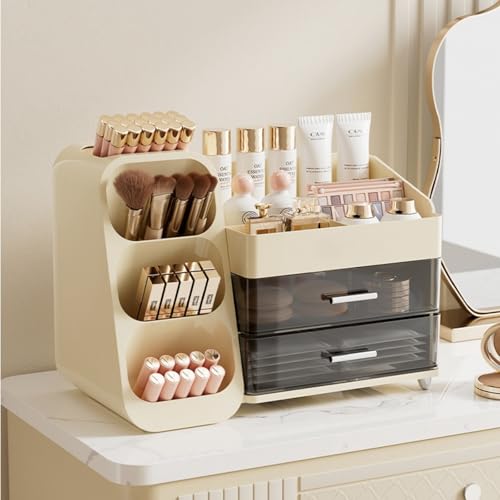 Organizador de maquillaje con cajones para tocador, espacios