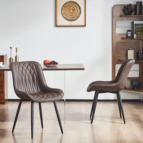 YOUNIKE Brown Dining Chairs Set of 2 with High Backs Mid Century Moder