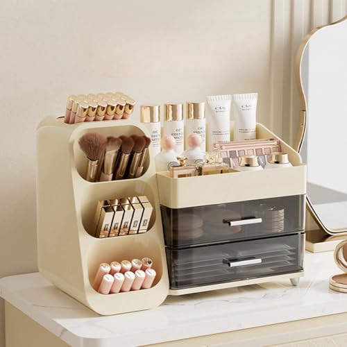 Organizador de maquillaje con cajones para tocador, espacios