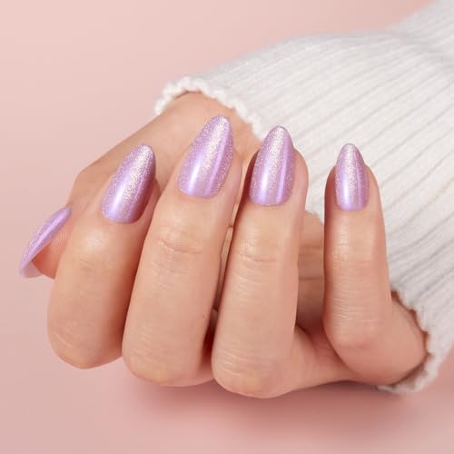 Uñas cortas a presión de almendra, kit de uñas de ojo de gat