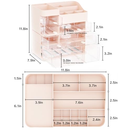 Organizador de maquillaje con 6 cajones, paquete de 2 organi