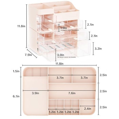 Organizador de maquillaje con 6 cajones, paquete de 2 organi