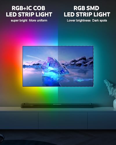 Aclorol Tira de luz LED RGB inteligente IC COB de 6.56 pies,