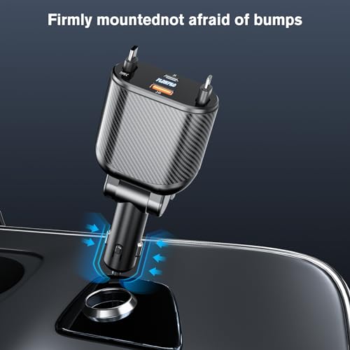 PLDHPRO Cargador de coche retráctil 4 en 1 62 W adaptador de