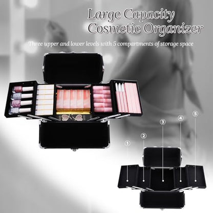 Estuches de tren cosméticos, 6.69"x6.69"x9.84", Plateado (sl