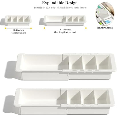 YOOUSOO Organizador de cajones expandible, 2 bandejas organi