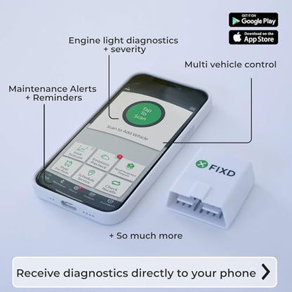 FIXD Escáner Bluetooth OBD2 para automóvil, lectores de códi