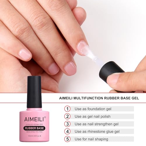 AIMEILI Juego de esmalte de gel con base de goma sin Hema y